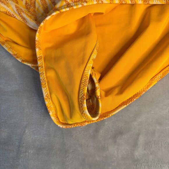 Aerie Twist front Cut Out Zeba Print Swimsuit Women's L Yellow Orange Full Cover - Picture 4 of 7